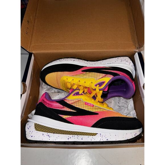 FILA SNEAKER WOMEN RENNO RUNNING LEMON KNOCKOUT PINK BLACK SUEDE SIZE 6.5 - Picture 3 of 8